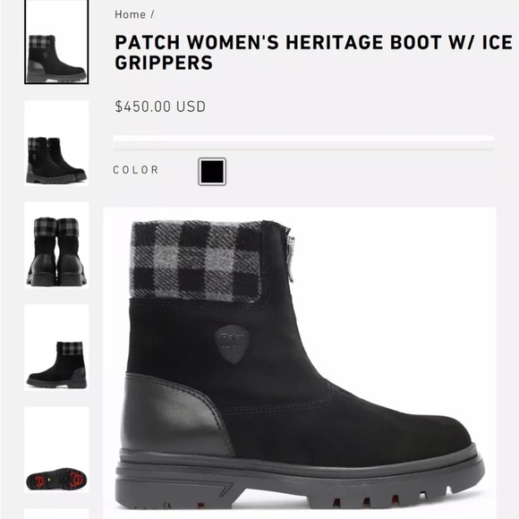 Pajar Heritage Patch Boot Black Leather Waterproof Ice Grip Sheepskin $450 5B 6B - Picture 3 of 14